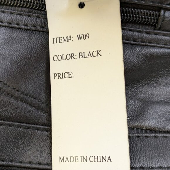 American Unique Black Patterned Genuine Leather Rectangular Handbag with Strap - Picture 5 of 6